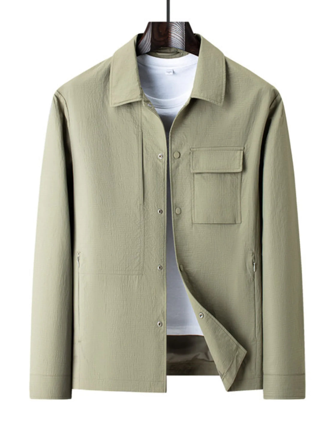 Men's Plus Size Snap Down Long Sleeve Jacket