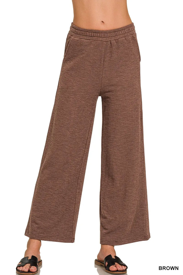 Zenana Cotton Slub Wide Leg Pants