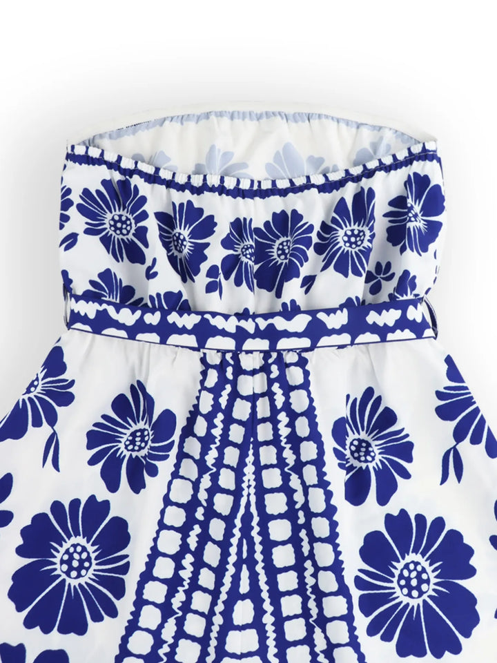 Printed Tube Tie Waist Romper