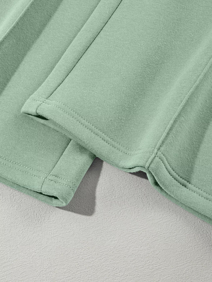 Drop Shoulder Zip Up Jacket and Drawstring Pants Active 2pcs Set