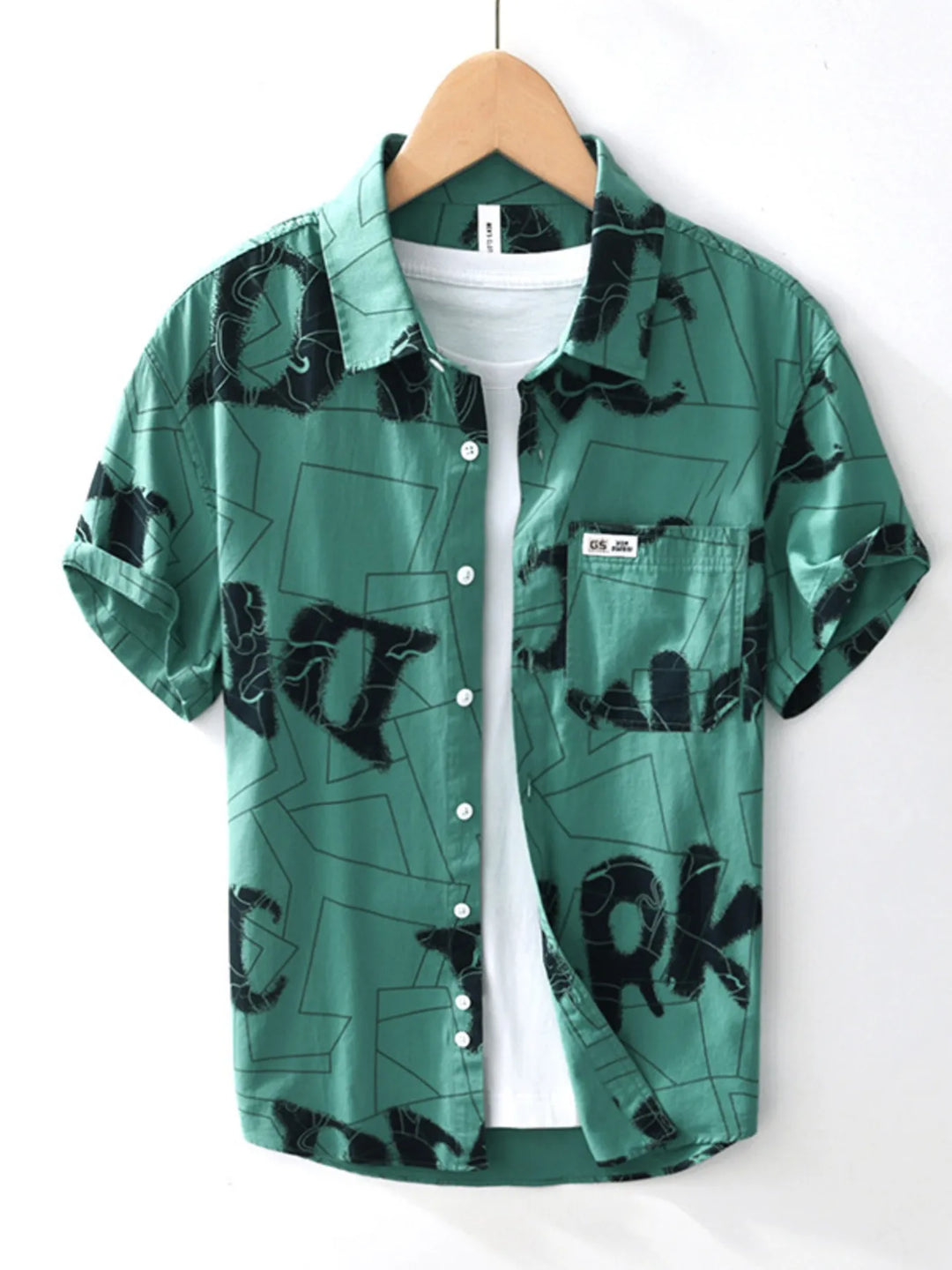 Men's Printed Button Up Short Sleeve Shirt