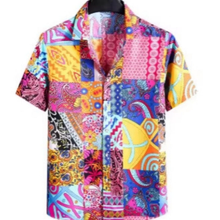 Digital-print Youth Casual Short-sleeve Shirt