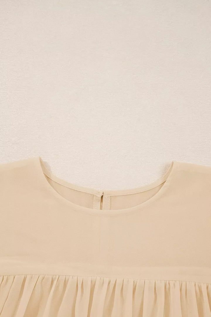 Round Neck Ruffle Sleeve Blouse