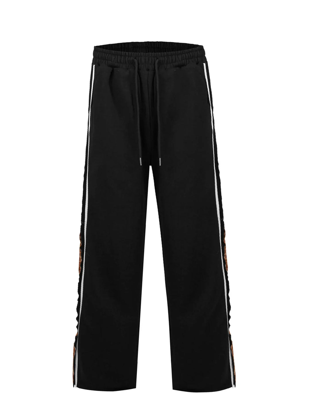 Men's Drawstring Patchwork Plaid Wide Leg Pants