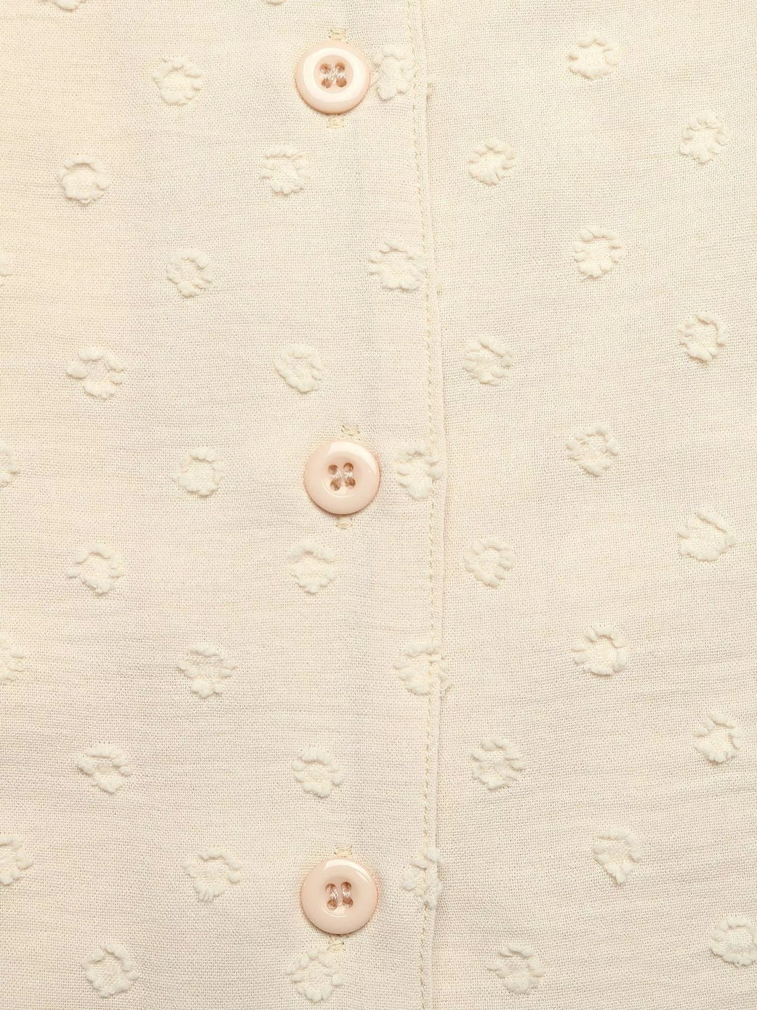 Swiss Dot Ruffled Button-Down Shirt