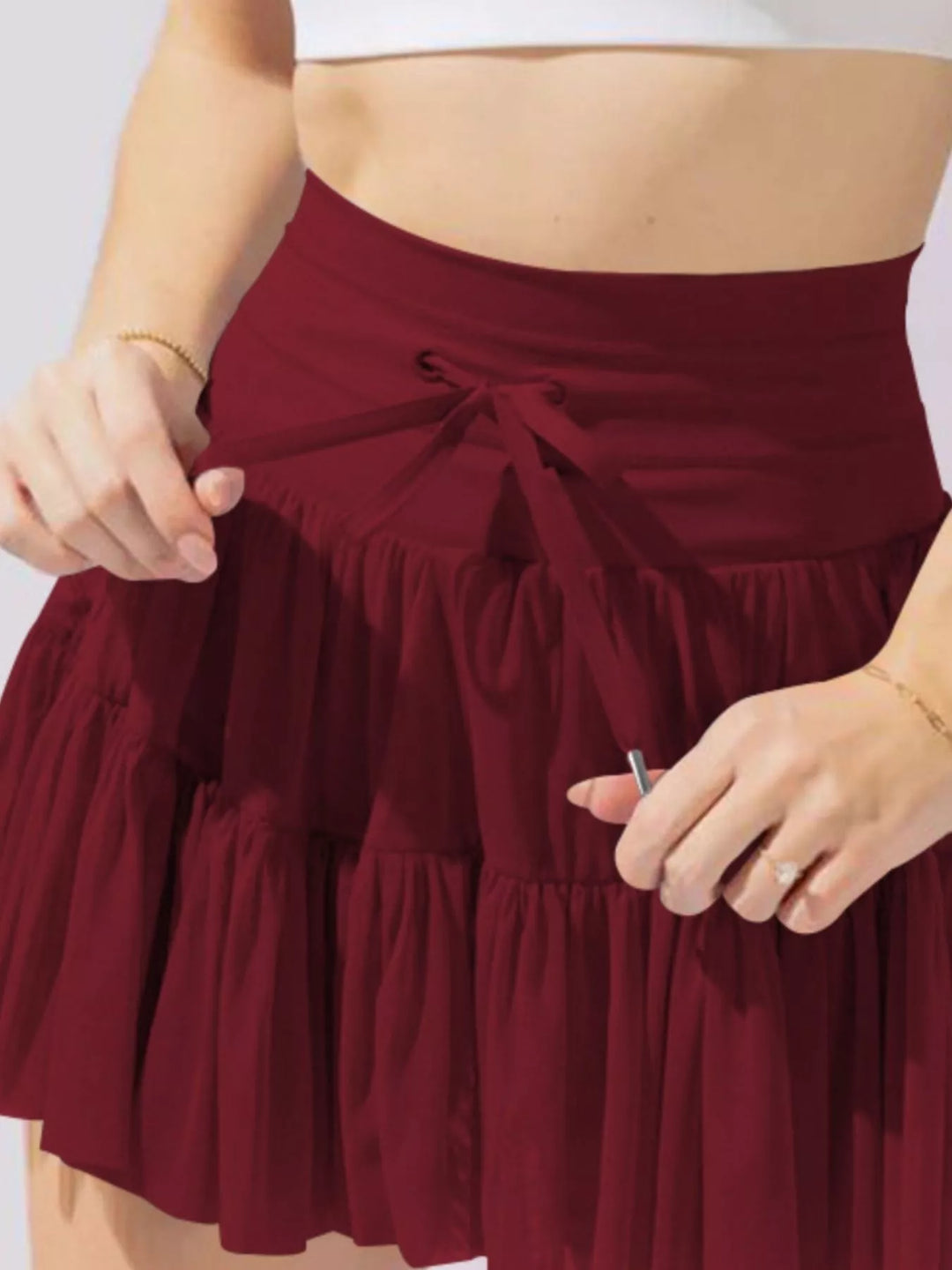 Tiered Skort with Drawstring