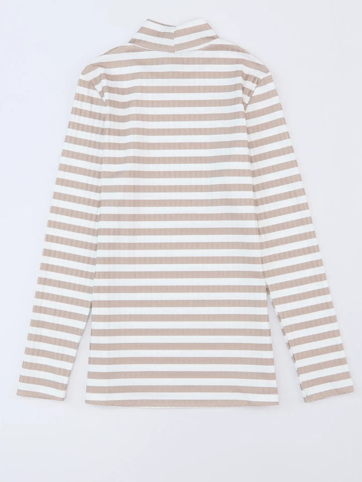Striped Textured Knit Long Sleeve Tee