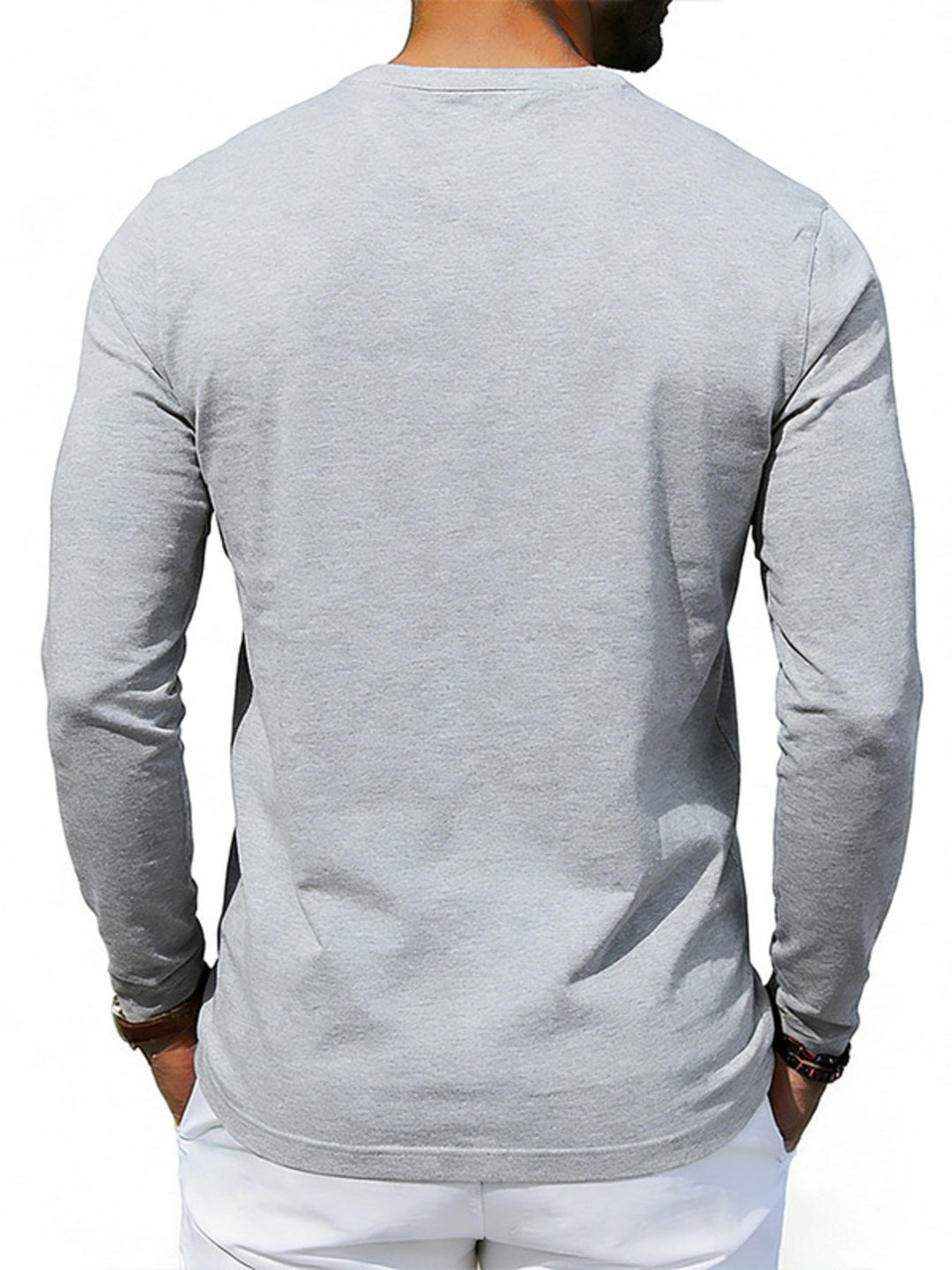 Men's Plus Size Casual Long Sleeve Henley T-Shirt with Pocket