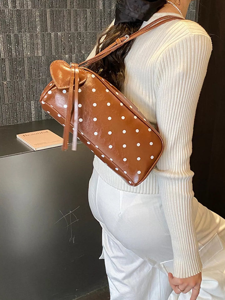 Polka Dot Leather Shoulder Bag