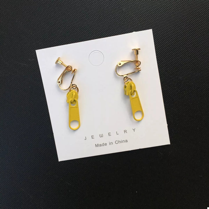 Zipper Dangle Clip-on Earrings