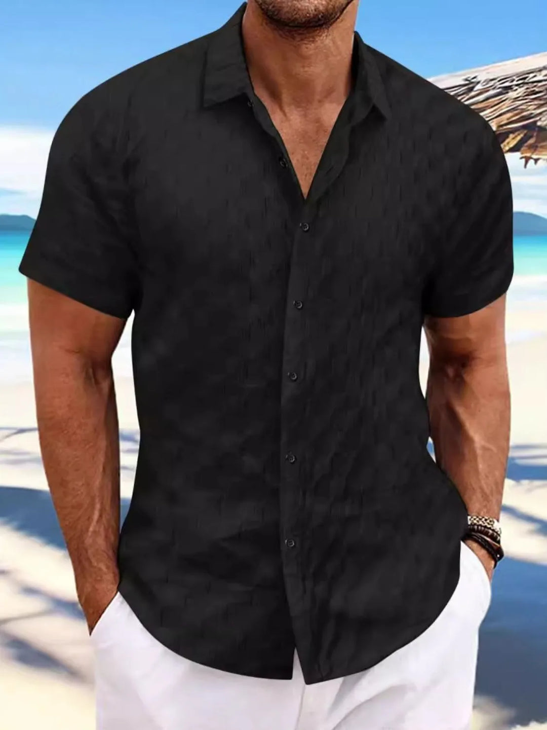 Men's Full Size Button Up Short Sleeve Shirt Plus Size