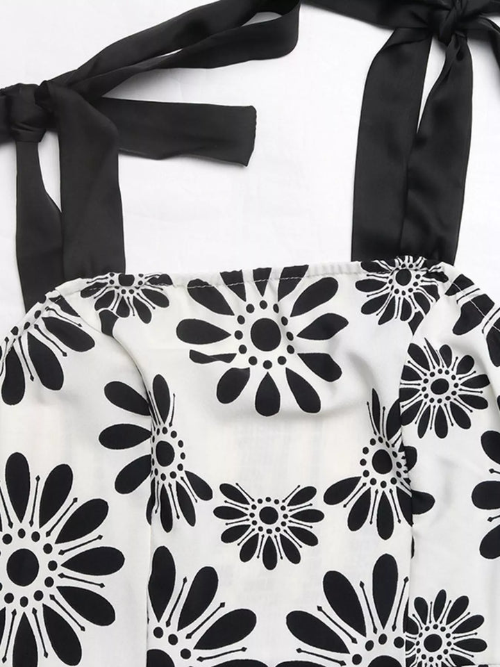 Floral Print Tie Strap Casual Maxi Dress