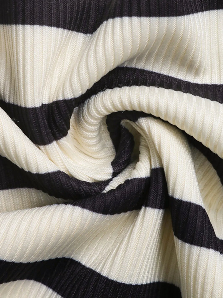 Tied Front Striped Top and Shorts Set