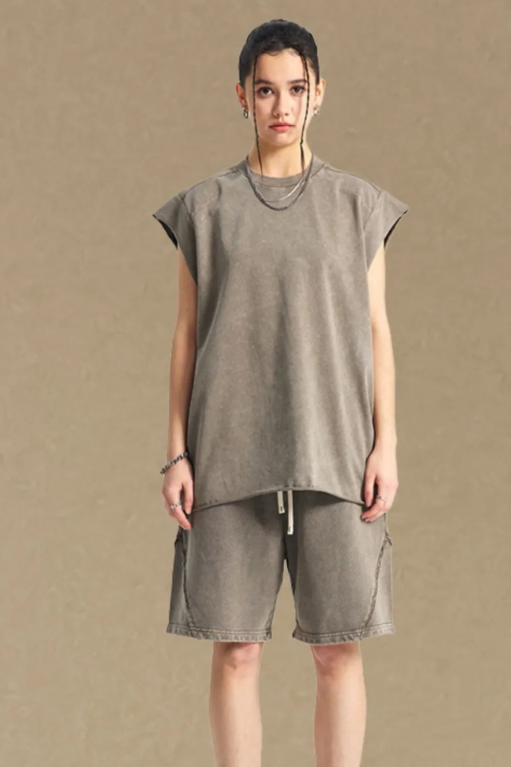 Men's Washed Round Neck Tank