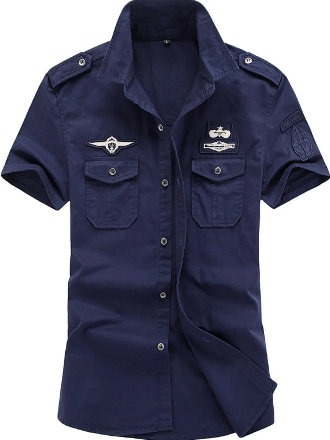 Men's Plus Size Embroidered Collared Neck Short Sleeve Shirt