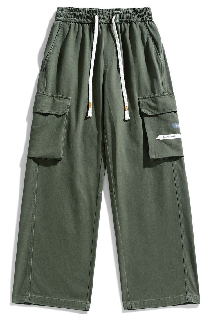 Men's Plus Size Loose Fit Cargo Pants with Drawstring
