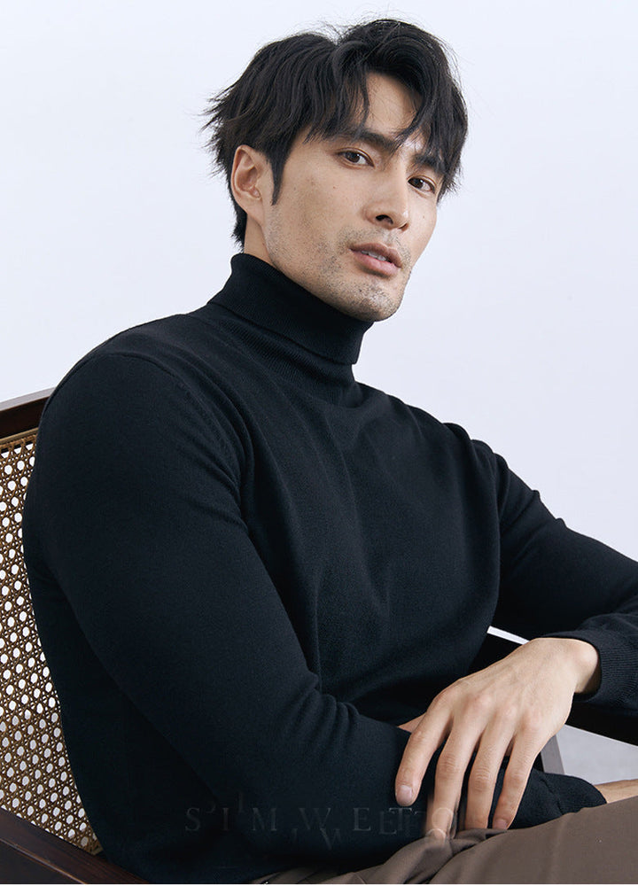 Turn-down Turtleneck Core-spun Knit Sweater For Men Rugged Style