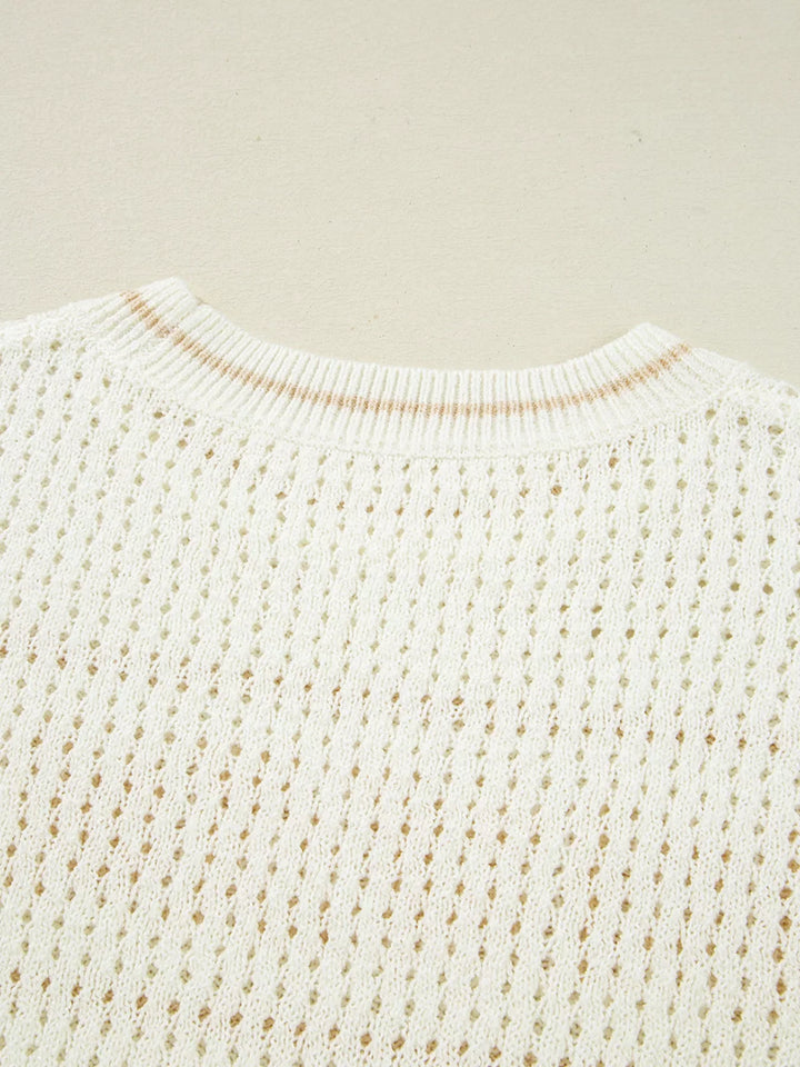 BEACH Hollow Out Knitted Lightweight Dolman Sweater