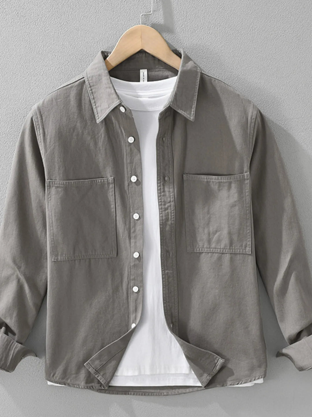 Men's Plus Size Button Detail Long Sleeve Shirt
