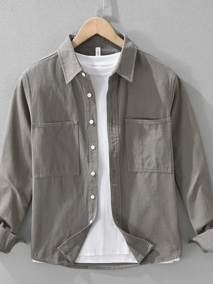 Men's Plus Size Button Detail Long Sleeve Shirt