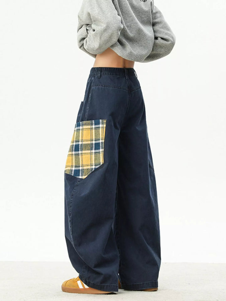 Men's Full Size Wide Leg Patchwork Casual Pants Plus Size