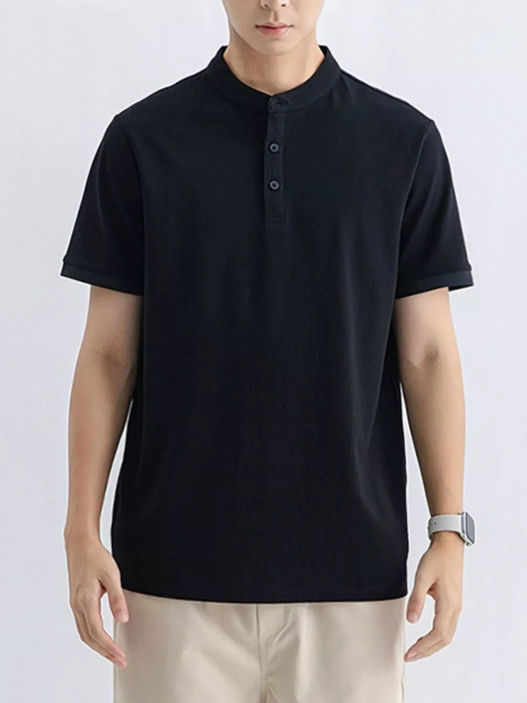 Men's Plus Size Button Detail Short Sleeve T-Shirt