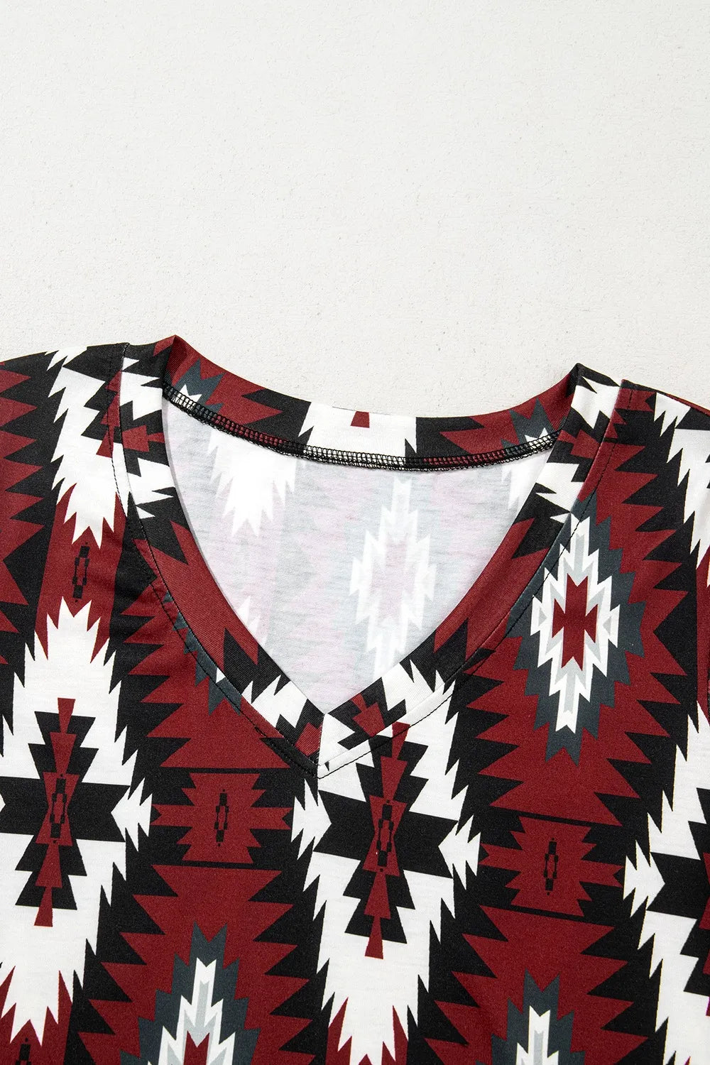 Aztec Print V-Neck Midi Dress