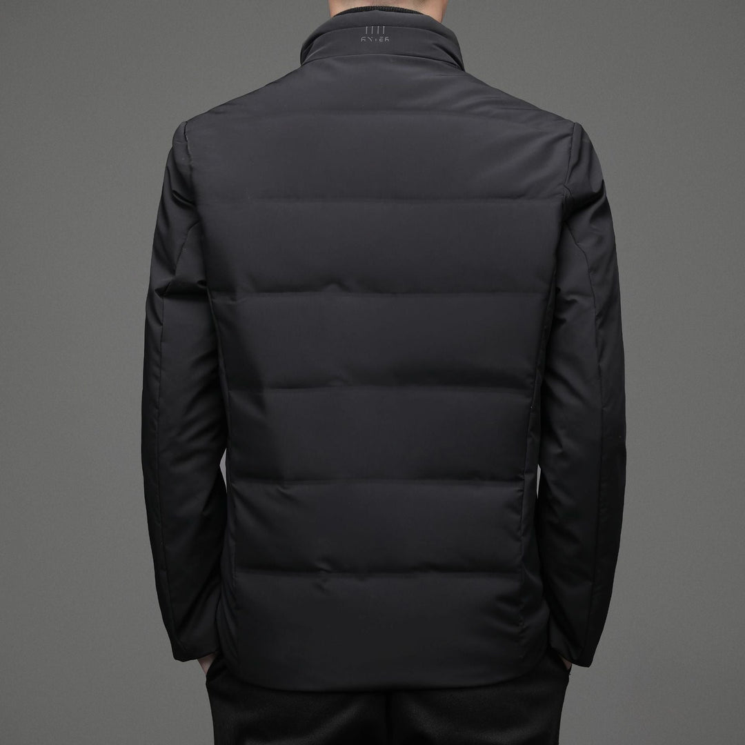 Mens Casual Color Stand-collar White Duck Down Warm Down Jacket