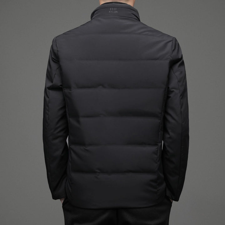 Mens Casual Color Stand-collar White Duck Down Warm Down Jacket