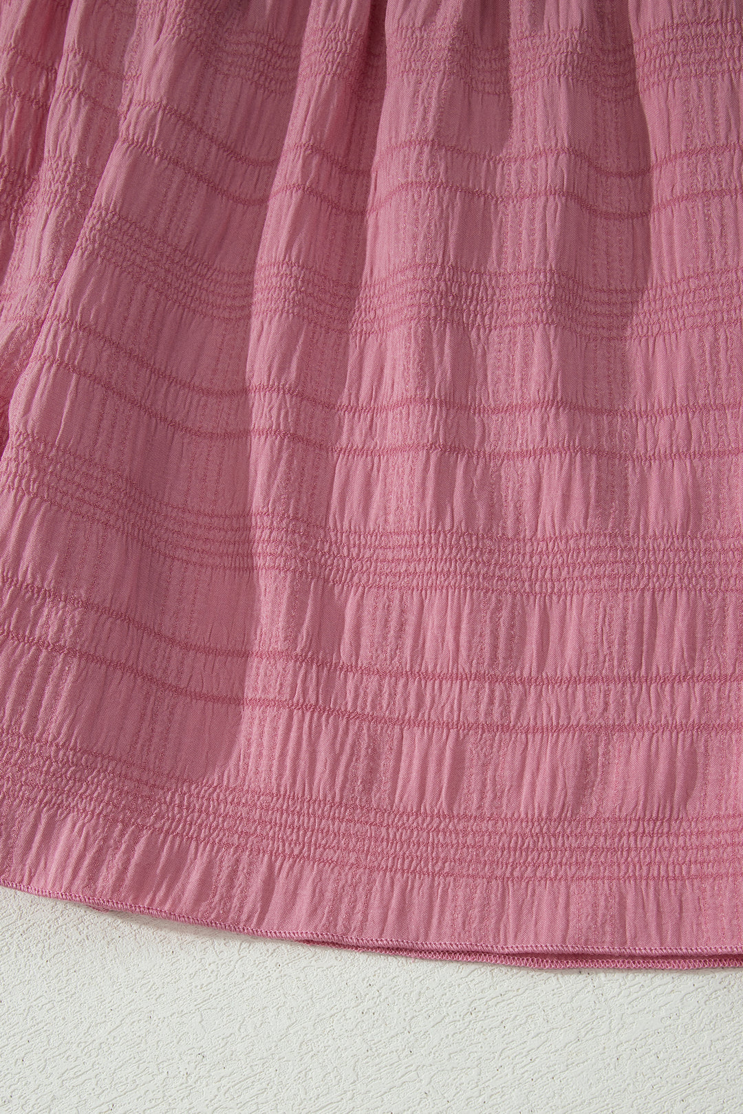 Peach Blossom Textured Square Neck Top and Shirred High Waist Shorts Set