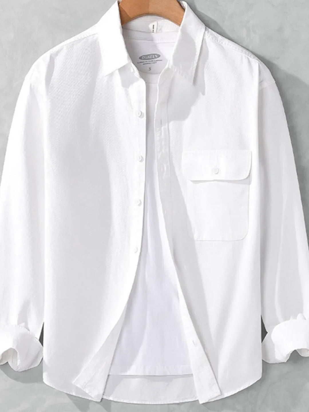 Men's Plus Size Casual Button-Down Shirt with Chest Pocket