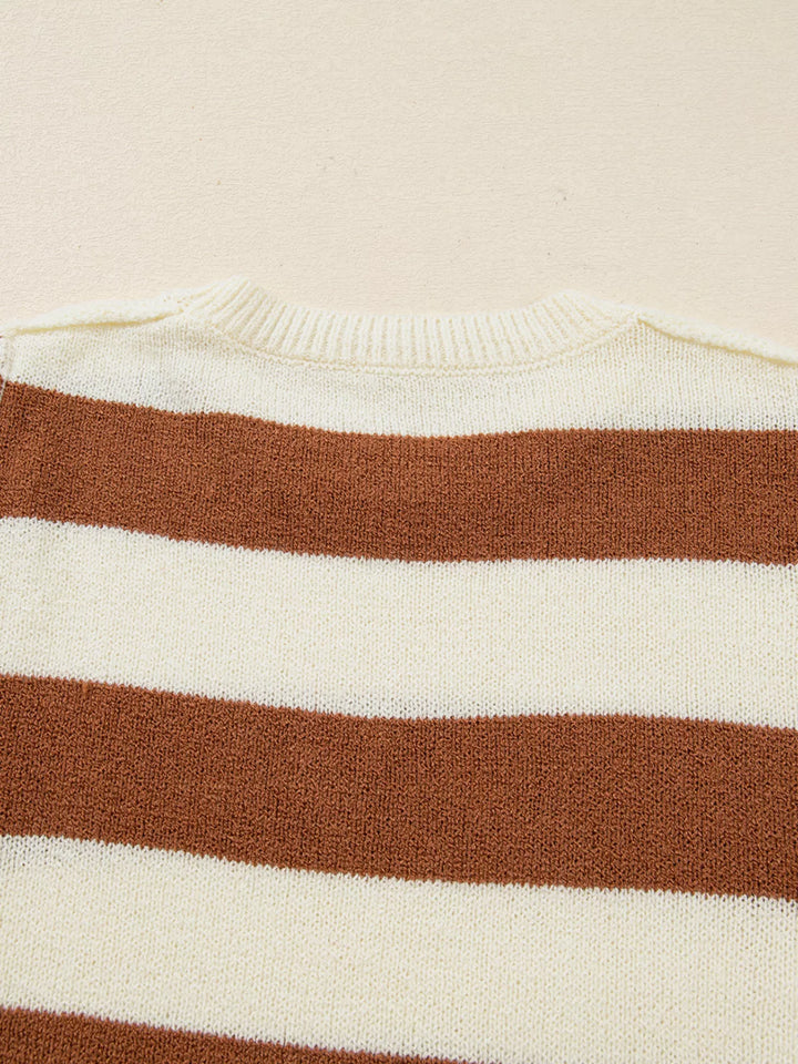 Stripe Drop Shoulder Sleeve Patchwork Baggy Sweater