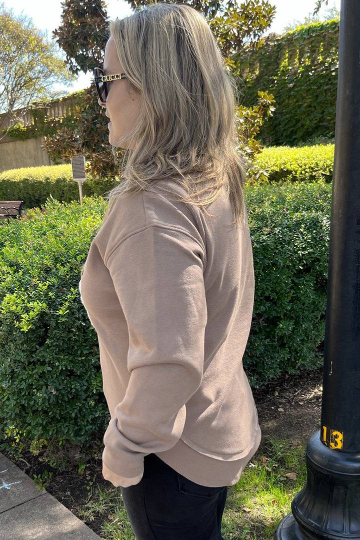 Dark Khaki GOBBLE Letter Graphic Thanksgiving Shift Sweatshirt