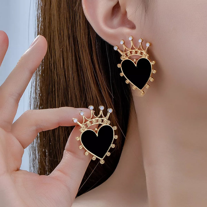 Crown Heart Stud Earrings