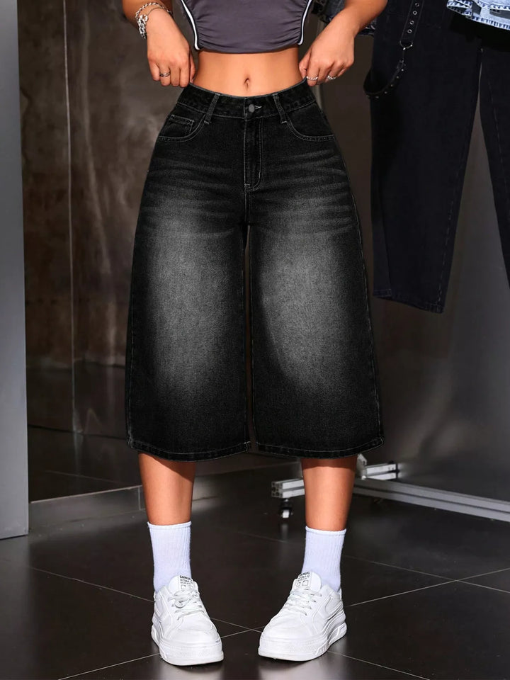Wide Leg Denim Capris