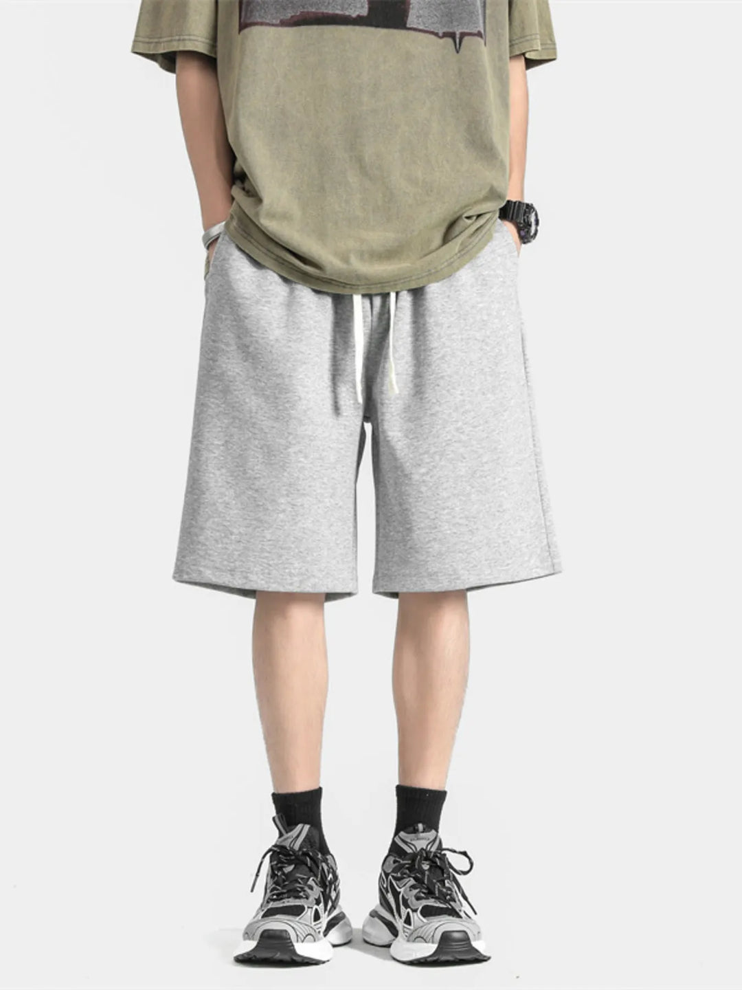 Men's Full Size Casual Loose-Fit Drawstring Shorts Plus Size