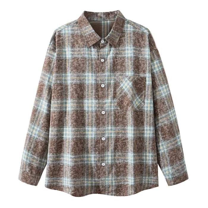 Men's Plus Size Plaid Button Up Long Sleeve Shirt
