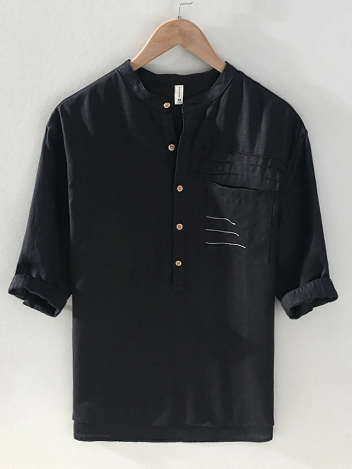 Men's Plus Size Button Detail Half Sleeve Shirt