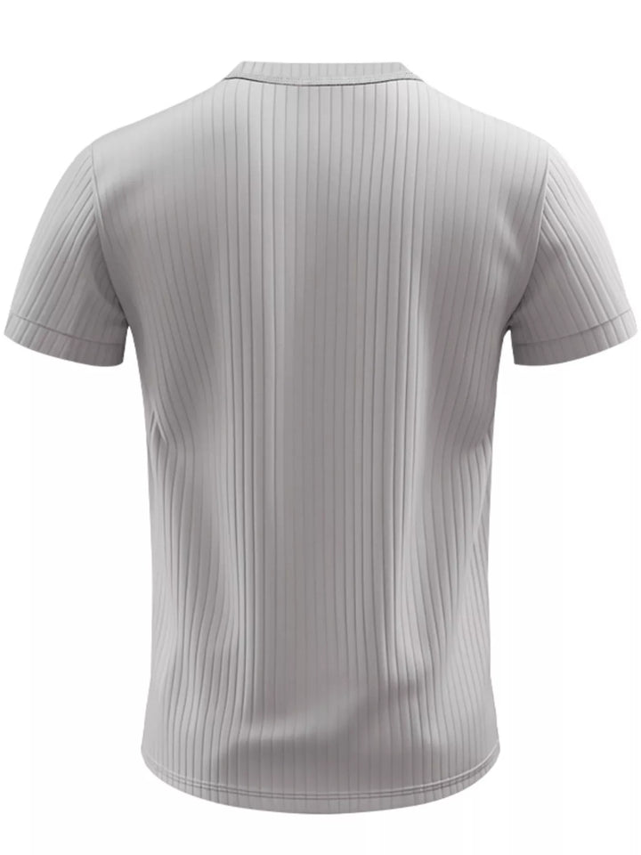 Men's Full Size Ribbed Button-Down Casual T-Shirt Plus Size