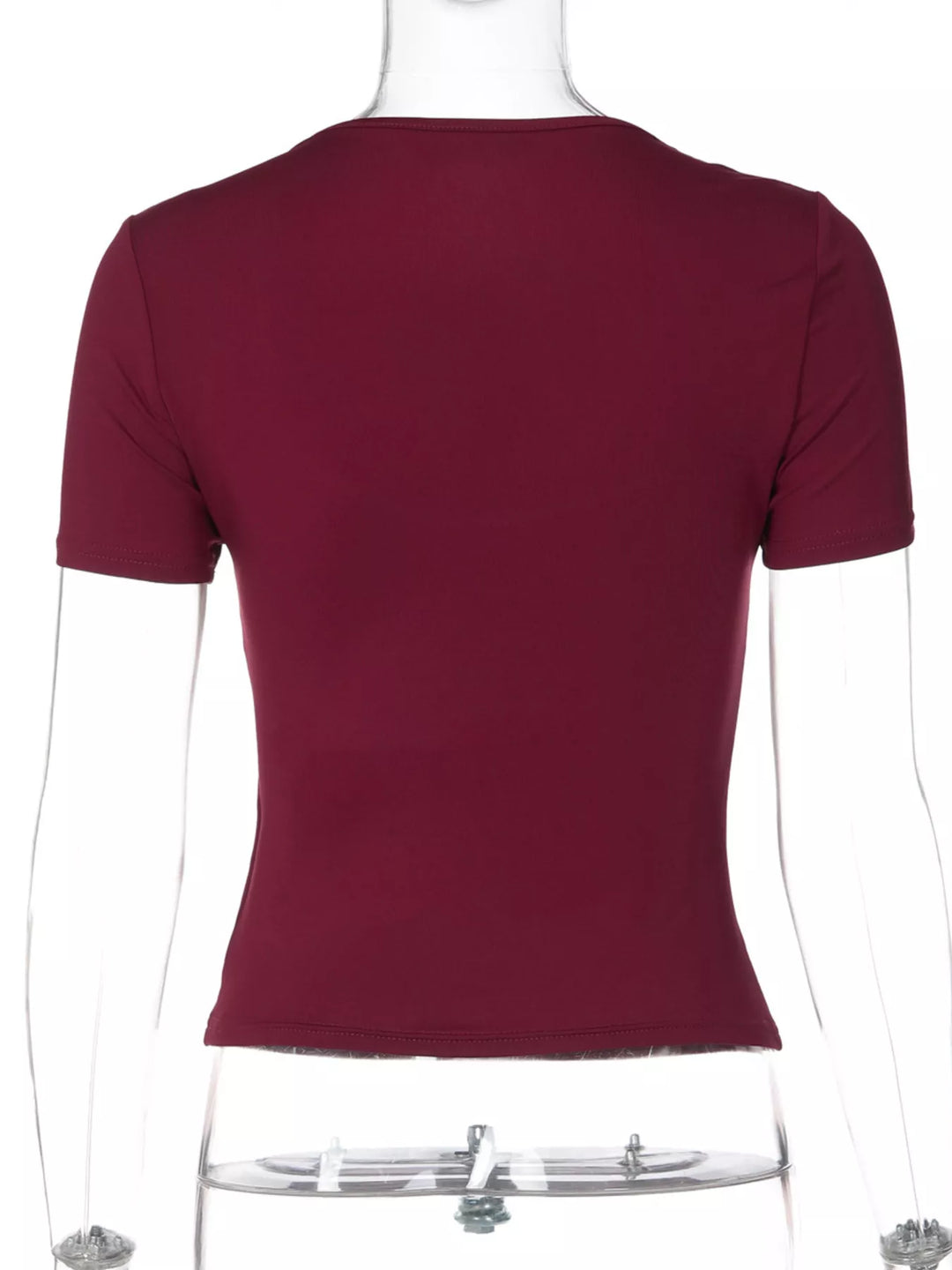 Sweetheart Neck Lace Trim Tie-Front T-Shirt