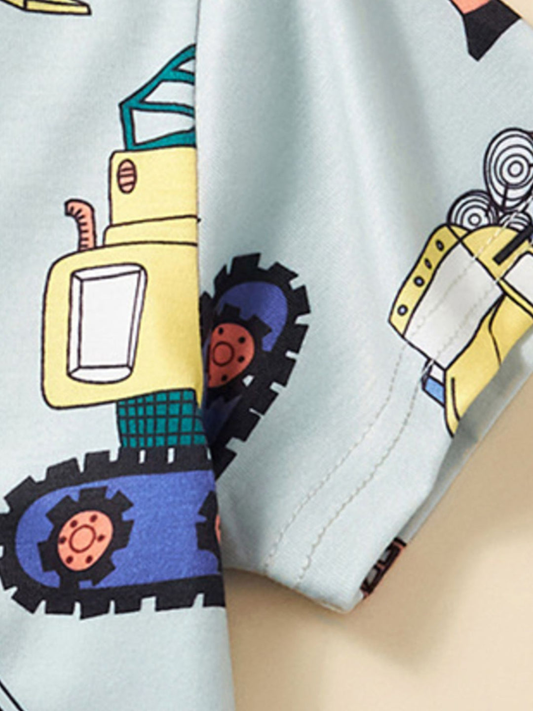 Children's Construction Vehicle Print Crew Neck Short Sleeve T-Shirt