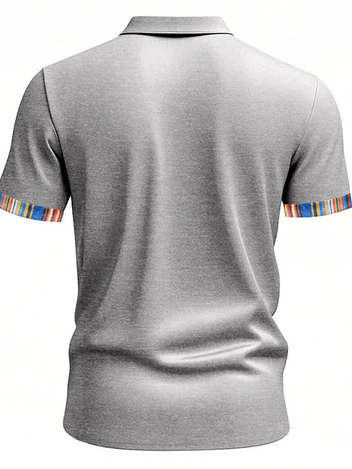 Men's Full Size Short Sleeve Shirt with Colorful Trim Plus Size