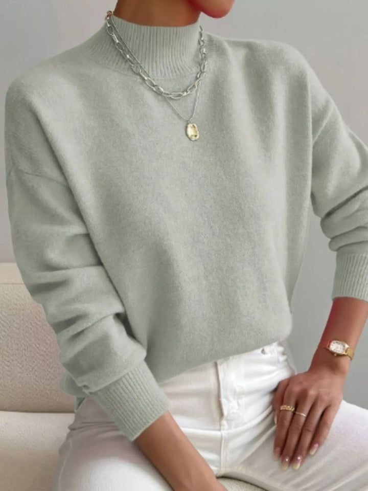 Mock Neck Dropped Shoulder Sweater