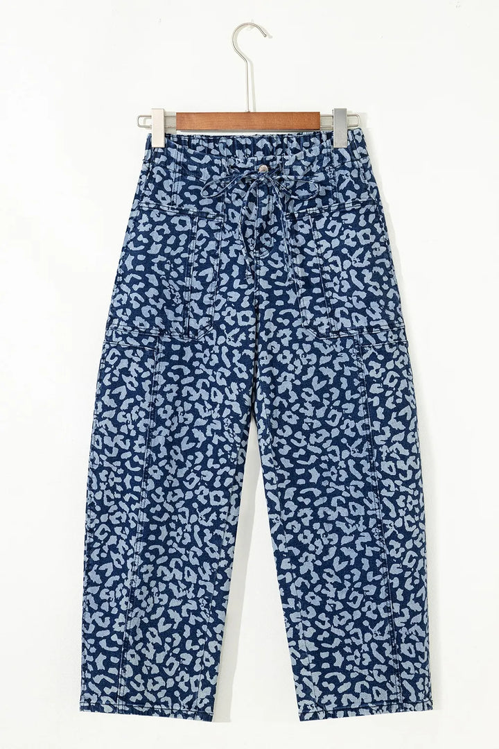 Leopard Print Wide Leg Jeans