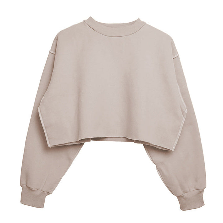 Fleece Lined Long Sleeved Fitness Yoga Wear Top Sports Cropped Short Sweatshirt Women