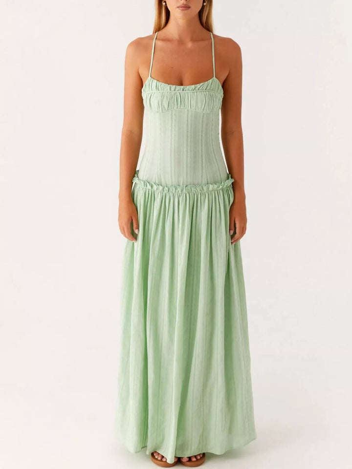 Ruched Spaghetti Strap Maxi Dress