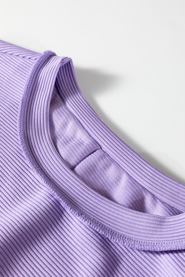 Lavendula Horizontal Ribbed Exposed Seam Detail Drop Shoulder Baggy Pullover