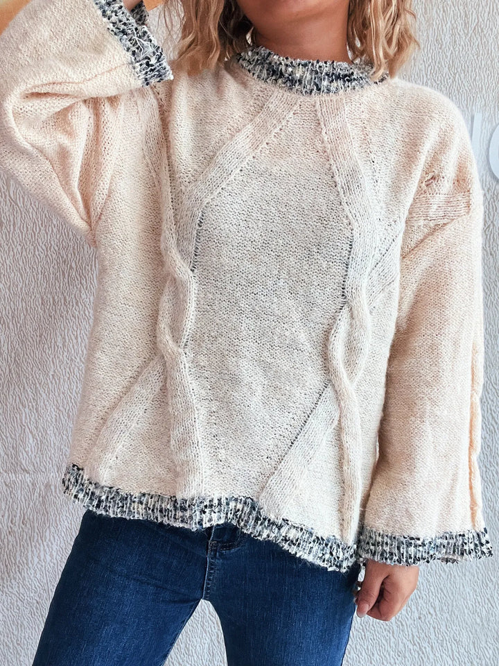 Contrast Trim Detail Round Neck Sweater