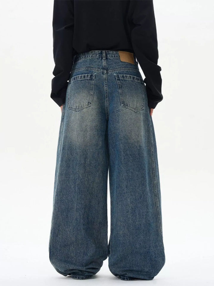 Men's Wide Leg Washed Jeans