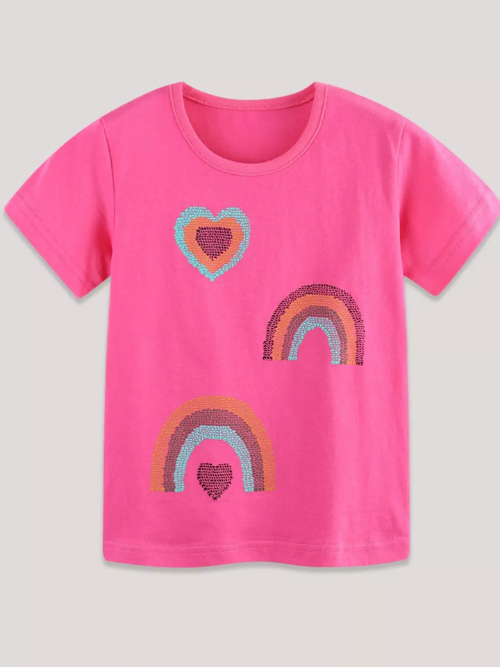 Children's Heart & Rainbow Round Neck Tee